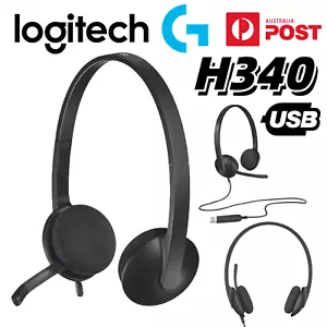 LOGITECH Wired Headset H340 USB Headphones Stereo Noise Cancelling Microphone AU - Picture 1 of 11