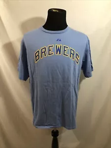 Majestic MLB Robin Yount #19 Light Blue Short Sleeve T - Men’s L, Chest 22” - Picture 1 of 3