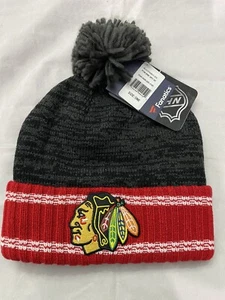 Chicago Blackhawks NEW Adult OSFM Winter Knit Hat . NHL Hockey Beanie Gift Bears - Picture 1 of 3