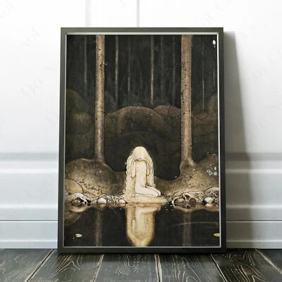 Impresión de póster de arte de pared de cuento de hadas de la princesa Tuvstarr mirando aguas bosque Tarn Foto 1 de 4