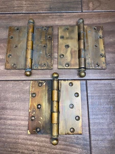 Drei 100+ Jahre alte große Russwin 5x5 Bronze Scharniere - Bild 1 von 9