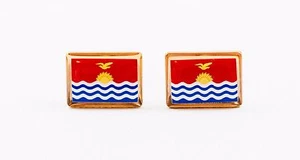 Kiribati Flag Cufflinks--Oceania Island Pacific I-Kiribati Polynesian Tropical - Picture 1 of 1