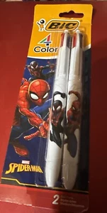 Bic Marvel's Spider-Man 4 Color Ball Pens 2 Pack Retractable Medium Point - Picture 1 of 1