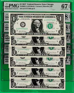 $1 Federal Reserve Note FANCY Serial 17777710- 80 PMG 67 & 68 *CHOOSE ONE NOTE* - Picture 1 of 4