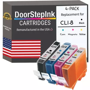 DoorStepInk Compatible Ink Cartridges for Canon CLI-8 Black, C,M,Y 4Pack-USA - Picture 1 of 5