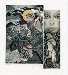 Original Limited Edition Kunstdruck Radierung Exlibris von Paolo Rovegno, Italien - Bild 1 von 2