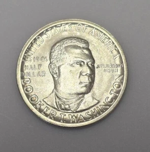 1946 Brilliant Uncirculated Booker T Washington Silver Commemorative Half Dollar - Picture 1 of 2