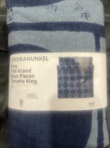 Ikea JORDRANUNKEL King Duvet Cover & 2 Pillowcases Bed Set Dark Blue Circles - Picture 1 of 9