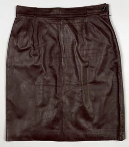 Yves Saint Laurent Variation Vintage Lambskin Leather Skirt rare gauche chocolat - Picture 1 of 12