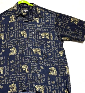 Vintage Rocawear Hemd Herren Navy Blau All Over Print Knopfleiste Logo Hip Hop Y2K - Bild 1 von 9