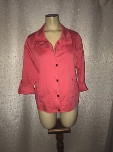 Chico’s Women's Luxe Twill Utility Jacket Malibu Punch Color NWT, Size 0, 4-6 S - Picture 1 of 4