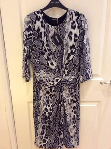 BNWT Womens 3/4 Sleeve Dress,By Kaleidoscope, Black/White Animal Print ,SIZE 12, - Picture 1 of 11