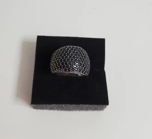 Dome Black Onyx Pave Stones Spinel Cluster 925 Sterling Silver Ring Size 7 NEW - Picture 1 of 8