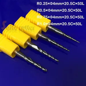 R0.25&0.5&0.75&1mm 2F HRC55 Nariz de bola cónica Broca CNC Fresa de extremo cónico Cortador de cono - Imagen 1 de 1