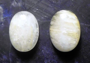 10.22cts NOS VINTAGE RUTILATED QUARTZ 14 x 10mm CABOCHON BRAZIL TWO PIECES # 1 - Picture 1 of 1