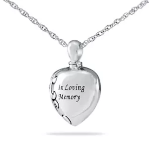 Sterling Silver "In Loving Memory" Pendant/Necklace Cremation Urn for Ashes - Picture 1 of 1