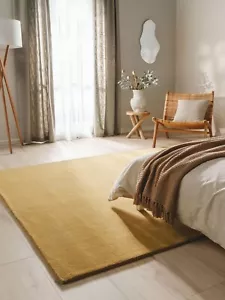 Hand tufted rugs Custom Area Wool rugs modern Floor rug solid yellow bedroom rug - Picture 1 of 5