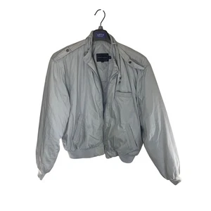 Peter England XL Light Blue Bomber Jacket Retro 80s Harrington Coat - Picture 1 of 10