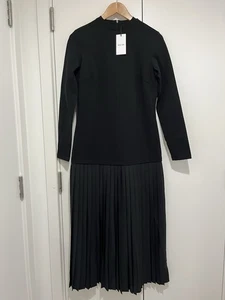 Brand New Iris&Ink Black Pleated Midi Dress (Size UK12) - Picture 1 of 6