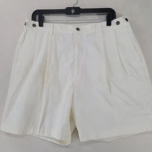 Dockers Khakis Shorts Mens 36 White Pleated 100% Cotton No Wrinkle Classic 90s - Picture 1 of 8