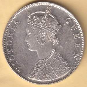 BRITISH INDIA 1862 VICTORIA QUEEN ONE RUPEE CALCUTTA MINT RARE SILVER COIN - Bild 1 von 2