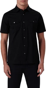 BUGATCHI OoohCotton SHORT SLEEVE BUTTON UP SHIRT 92% COTTON BLACK SIZE XL NWOT - Picture 1 of 4