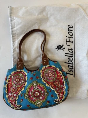 Bolso de Mano Isabella Fiore, Turquesa, Con Cuentas, Sobre el Hombro, Cachemira, Nunca Usado Foto 1 de 4