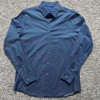 Apt 9 Premier Flex Dress Shirt Mens Size M Slim Fit Blue Geometric Design - Image 1 of 4