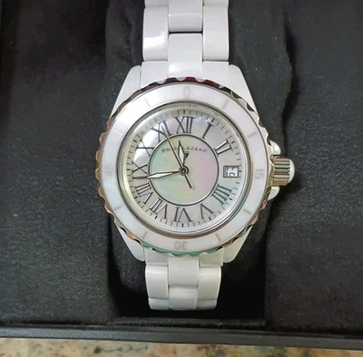 全新 Karamica Swiss Legend 白色陶瓷珍珠母腕表 带盒 阅读 — 第 1/4 张图片