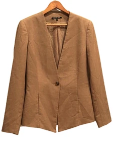 Gianni Bini Brown Tan Fitted Lined Blazer Jacket Pockets Women's Size 8 EUC! - Picture 1 of 5