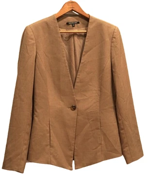 Blazer Gianni Bini marrom bronzeado forrado bolsos feminino tamanho 8 em excelente estado usado! - Imagem 1 de 4