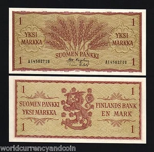 FINLAND 1 MARKKA P-98 1963 x 500 Pcs Lot Brick 5 BUNDLE EURO WHEAT EAR UNC NOTE - Picture 1 of 1