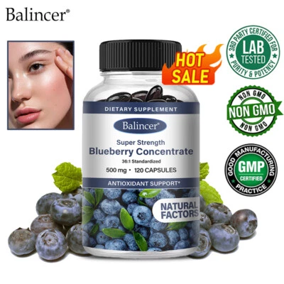 BALINCER Blaubeerextrakt 500 mg Superstark, Augengesundheit 30/60/120 Kapseln