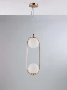 Lampadario a sospensione moderno con sfere design oro a 2 luci luxury lgt 113 - Picture 1 of 2