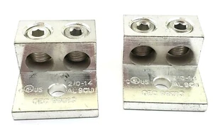 Lot of 2 Morris 90814 Double Barrel Mech Lug 2/0-14 AWG 1/4" Hole Dual Rated - Picture 1 of 4