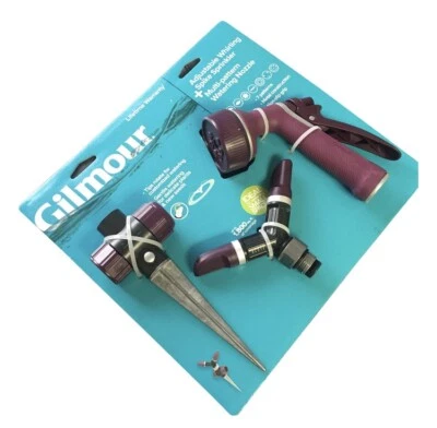 GILMOUR Adjustable Whirling Spike Sprinkler & Multi Pattern Watering Nozzle Set - Image 1 of 4