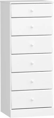 Cómoda blanca alta Prepac Astrid: 16,5"D x 19,75"W x 50"H, cómoda con 6 cajones Foto 1 de 4