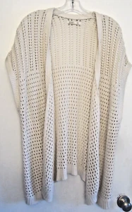 Old Navy Womens Beige Open Front Cardigan Cable Open Knit Sleeveless/DropCap XXL - Picture 1 of 5