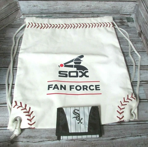 FAN FORCE SOX (CHICAGO WHITE SOX) MLB BASEBALL DRAWSTRING BACKPACK & WALLET Cover