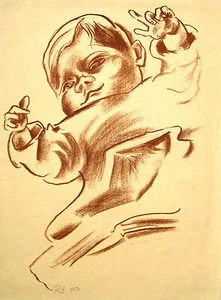 Rudolf Hengstenberg 1894-1974 Bremen / Lithographie Kleinkind 1923 / Altherr - Picture 1 of 10