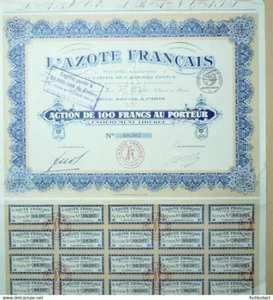 L'azote francais (Chantier naval) action 100 Fr 1929 - Picture 1 of 1