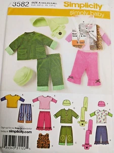 Pants Jacket Hat Scarf Shirt Infants XXS - L Simplicity 3582 Sewing Pattern Set - Picture 1 of 9