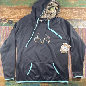 Realtree Hoodie Girls Large Sweatshirt Turquoise Camo Hunting Fishing Outdoor - Picture 1 of 14