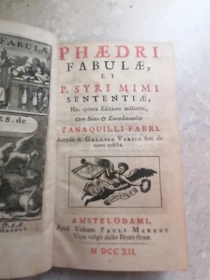 PHAEDRI FABULAE SYRI MIMI SENTENTIAE Phaedrus Fables plt  Marret Amsterdam 1712 - Image 1 of 4