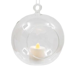 Clear Glass Bauble Tealight | Hanging Glass Ball Tea Light Holder & LED Candle - Picture 1 of 6