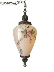 Colgante de luz colgante con globo pintado a mano Hollywood Regency vintage MCM - Imagen 1 de 12