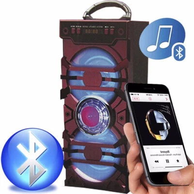 PUISSANTE SPEAKER ENCEINTE PORTABLE LED BLUETOOTH MP3 USB FM RADIO AUX - Photo 1/4