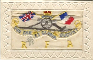 WWI, ROYAL FIELD ARTILLERY, RFA - Embroidered Silk Military Patriotic Postcard - Picture 1 of 3