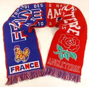 Echarpe Rugby Scarf France Angleterre Tournoi des 6 Nations 20 Mars 2010 - Foto 1 di 3