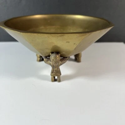 Vintage Chinese Brass Octagon Bowl with Figural Feet - Image 1 of 4